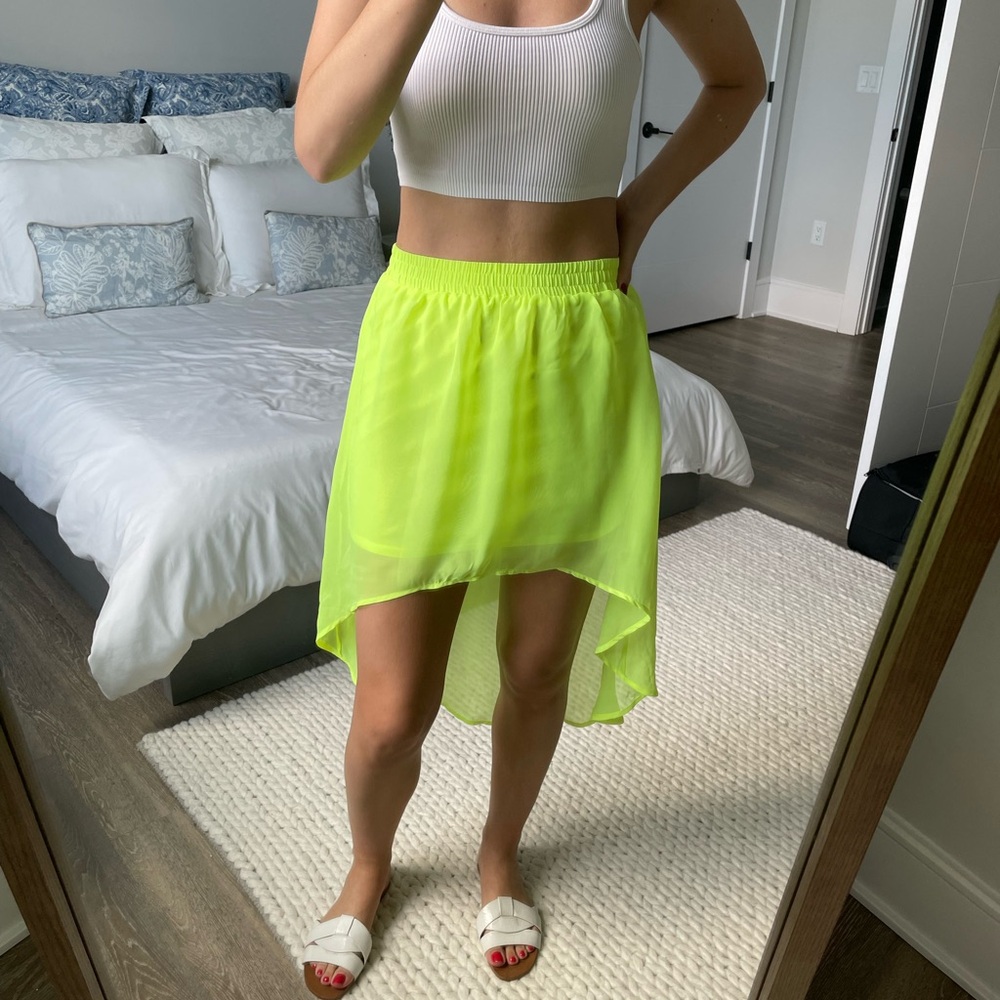 Forever 21 Yellow Green High-Low Resort Skirt